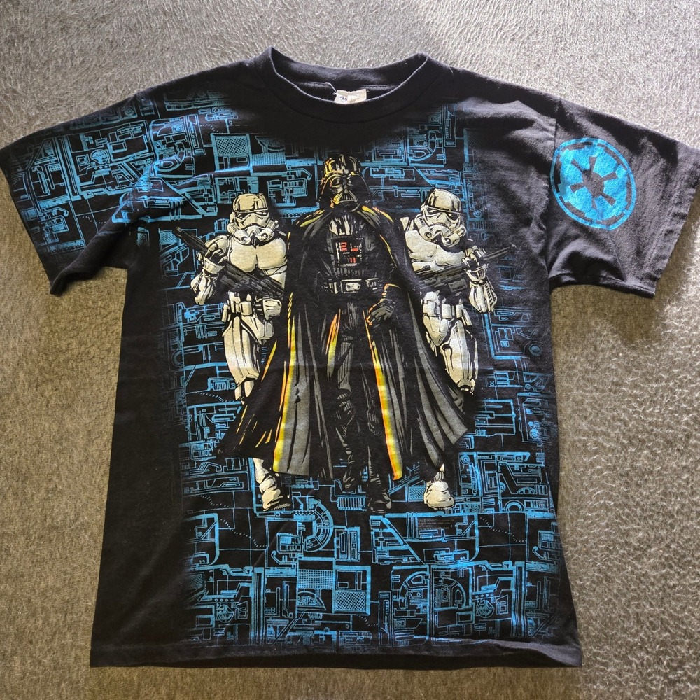 Vintage Star Wars 90s Darth Vader Stormtroopers Mega Print Youth XL (18-20) USA
